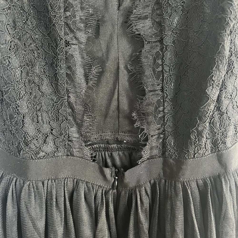 Francesca's Black Lace Open Back Tulle Mini Dress XS Women's NEW Goth Punk Glam - Picture 8 of 10